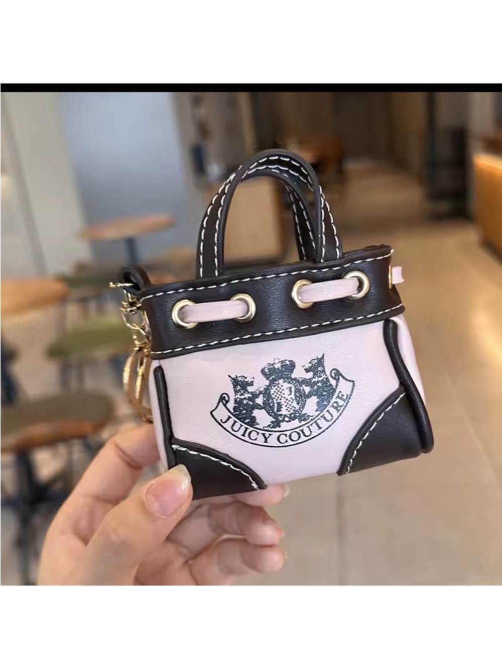 Juicy Couture Pink and Black Mini Tote Charm